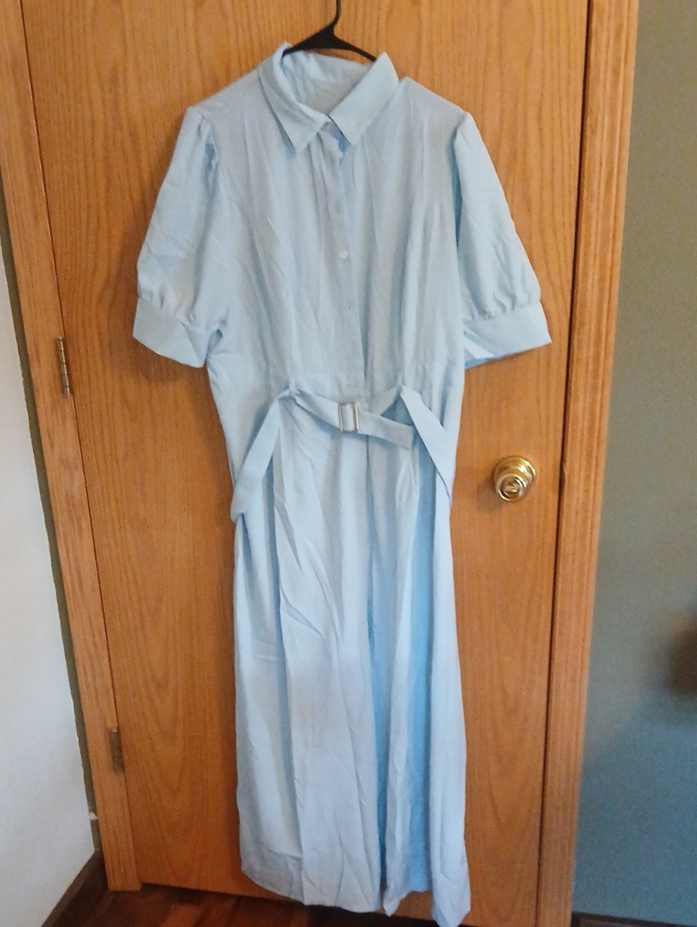 Light Blue Jumpsuit with Self-Tie Belt